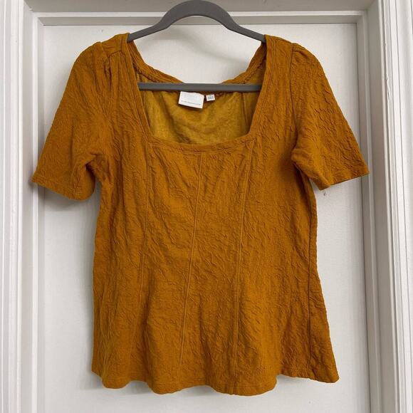 Anthropologie Tops - Anthropologie Ett:Twa Square Neck Mustard Yellow Blouse Sz M